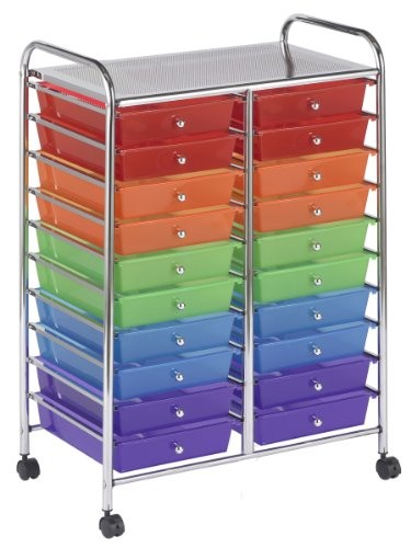 ECR4Kids 20 Drawer Mobile Organizer, Assorted Colo
