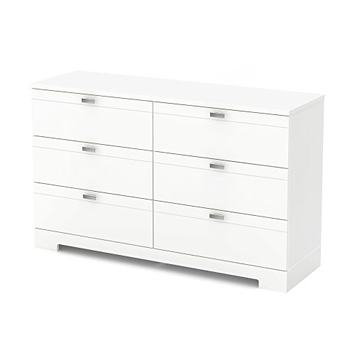 South Shore Reevo 6-Drawer Double Dresser, Pure Wh